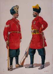 Soldiers of the 5th Light Infantry, Musalman Rajput and the 6th Jat Light Infantry, Jat Havildars, illustration for 
